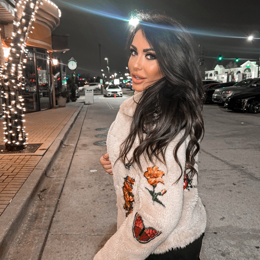 AKIRA Cream Cowl Neck Jacket